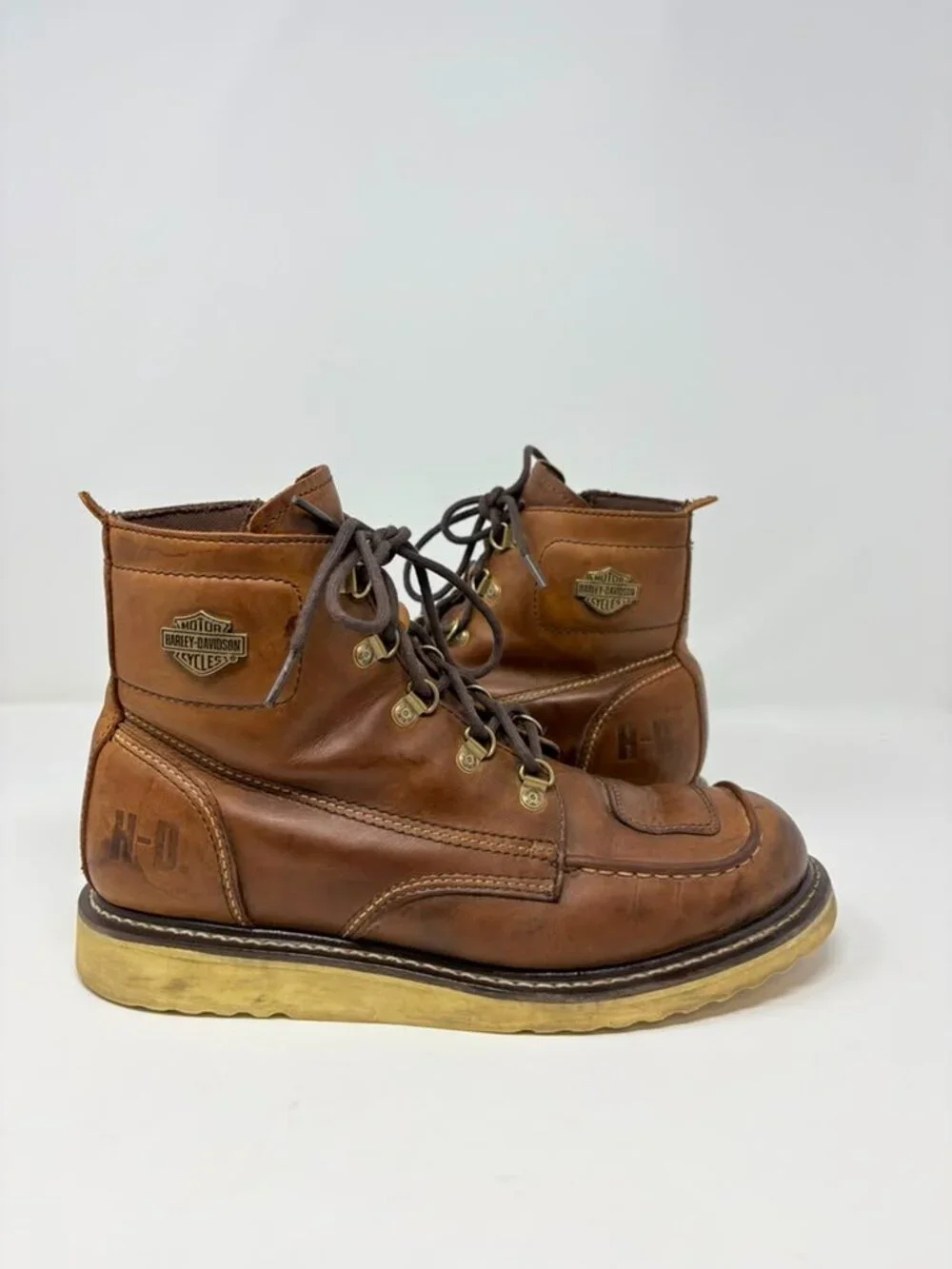 Harley-Davidson Brown Leather Motorcycle Boots D93470 Men’s 10